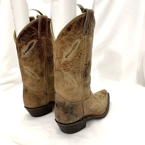 Justin Bent Rail 11" Distressed Tan Cowboy Boots BRL107 Wms EXCELLENT COND - Picture 7 of 13